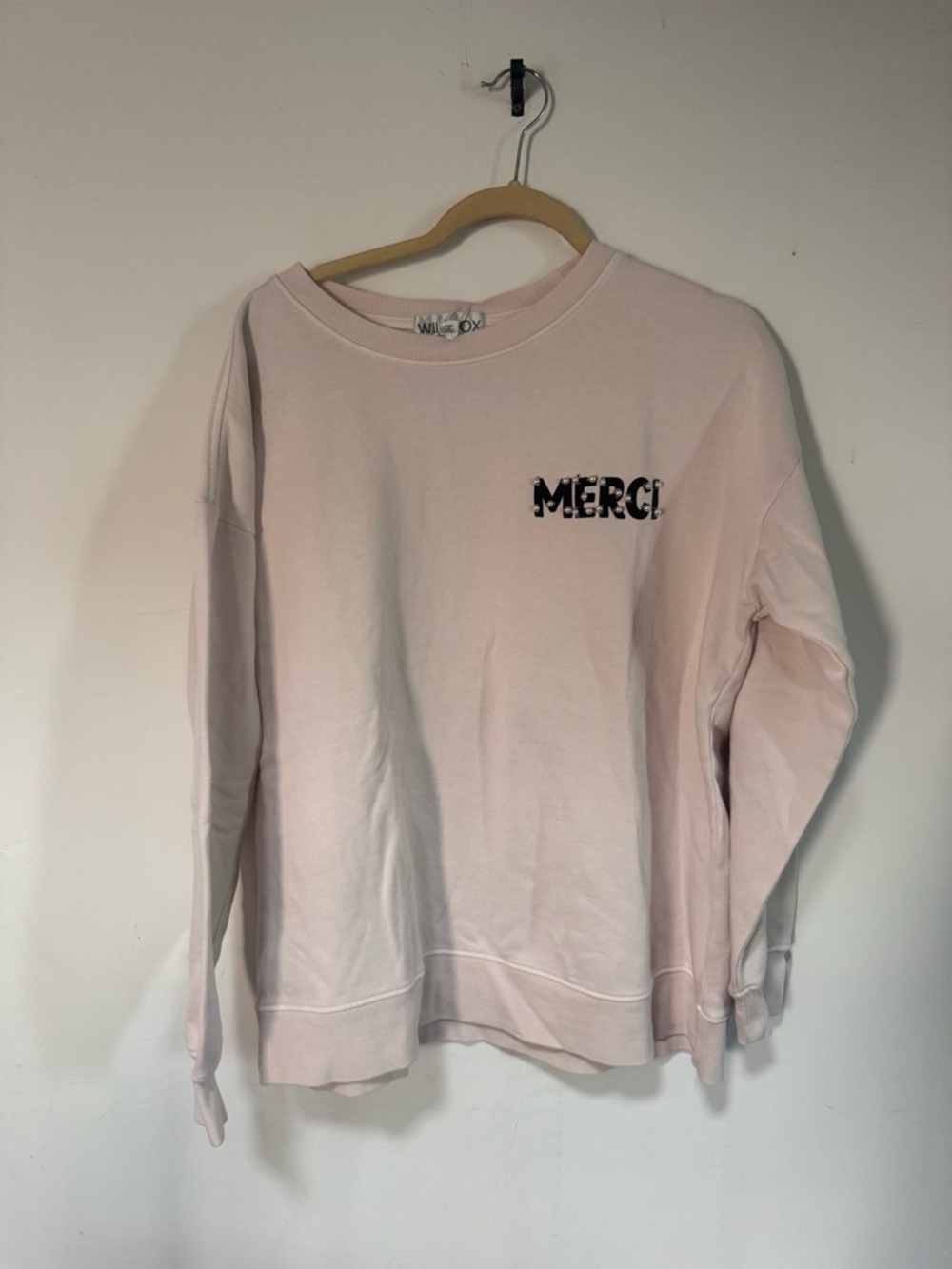 Wildfox Pale Pink 'MERCI' - for nothing -  sweatshirt
